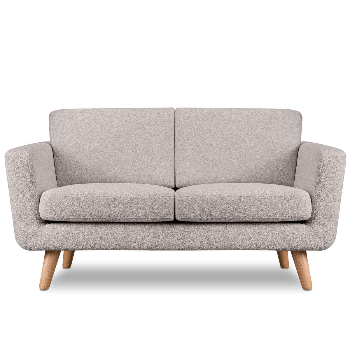 SOFA TAGIO mit Armlehnen, Hellgrau - Hellgrau/Braun, Buchenholz/Textil (153/80/84cm) - KONSIMO®