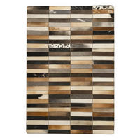 TEPPICH Patchwork Kuhfell Rechteckmuster handgefertigt 97/148 cm - Creme/Schwarz, Fell (97/148cm) - Provellus
