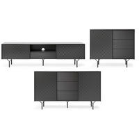 WOHNZIMMER-SET Raven schwarz 3-teilig - Schwarz, Holz/Holzwerkstoff (421/83/38cm) - Feldmann-Wohnen