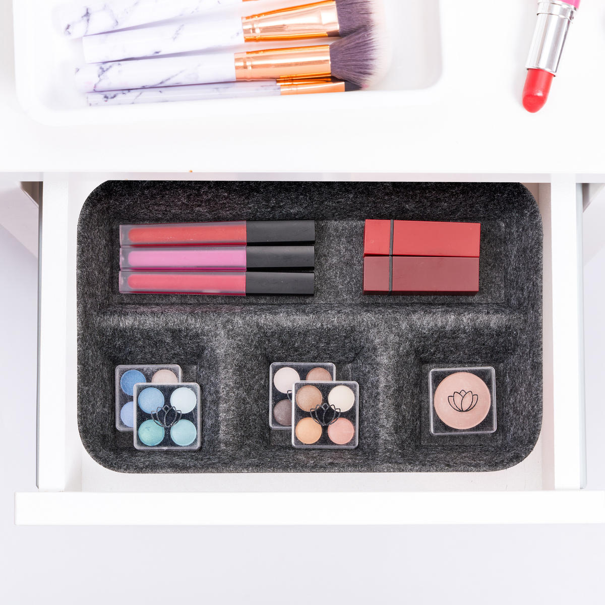 SCHUBLADENORGANIZER - Grau, Textil (19/29.5/5.5cm) - Relaxdays