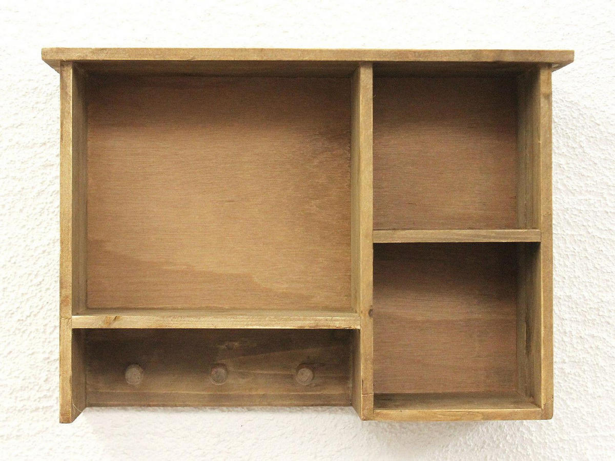 WANDREGAL mit 3 Haken Holz Braun 34/10/24 cm - Braun, Holz (34/24/10cm) - DanDiBo
