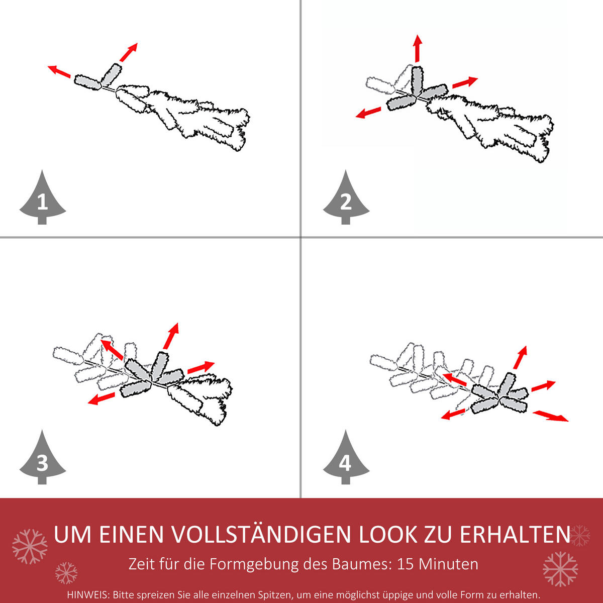 WEIHNACHTSBAUM 390 Spitzen Tannenbaum mit Kunststoffständer Weiß - Weiß, Kunststoff (180cm) - HOMCOM