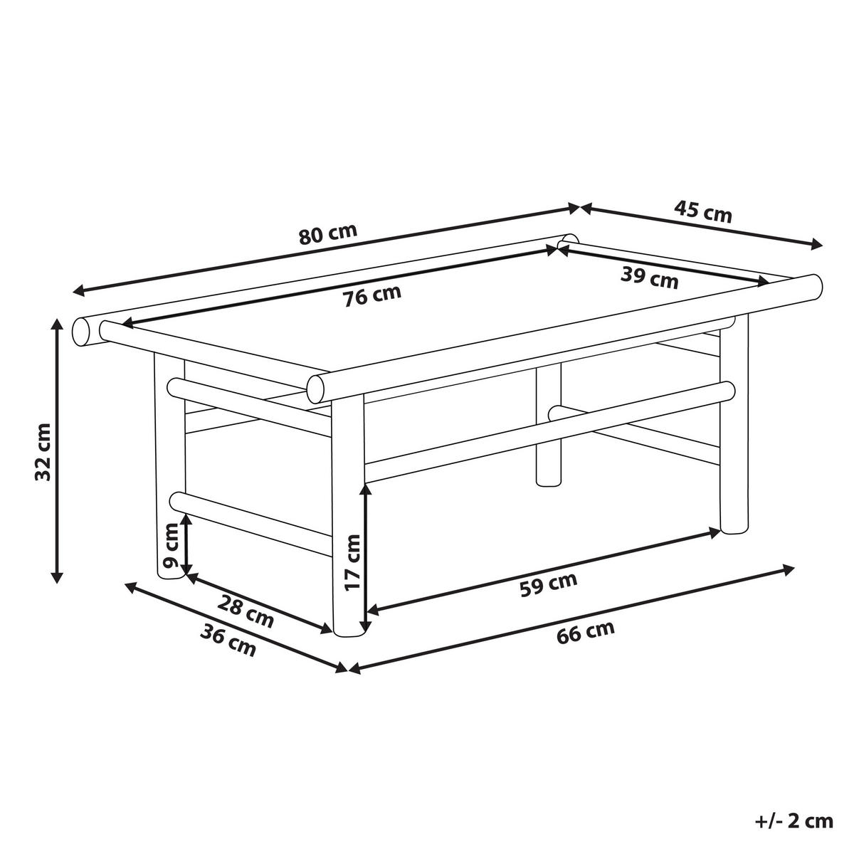 GARTEN Beistelltisch Bambusholz hellbraun 80/45 cm Todi - Hellbraun, Holz (45/80/32cm) - Beliani