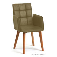 ARMLEHNSTUHL (2er-Set) Dareia 52x91x60 Eiche geölt/Olivgrün - Eichefarben/Olivgrün, Kunststoff (60/91/52cm) - 58aufmkessel