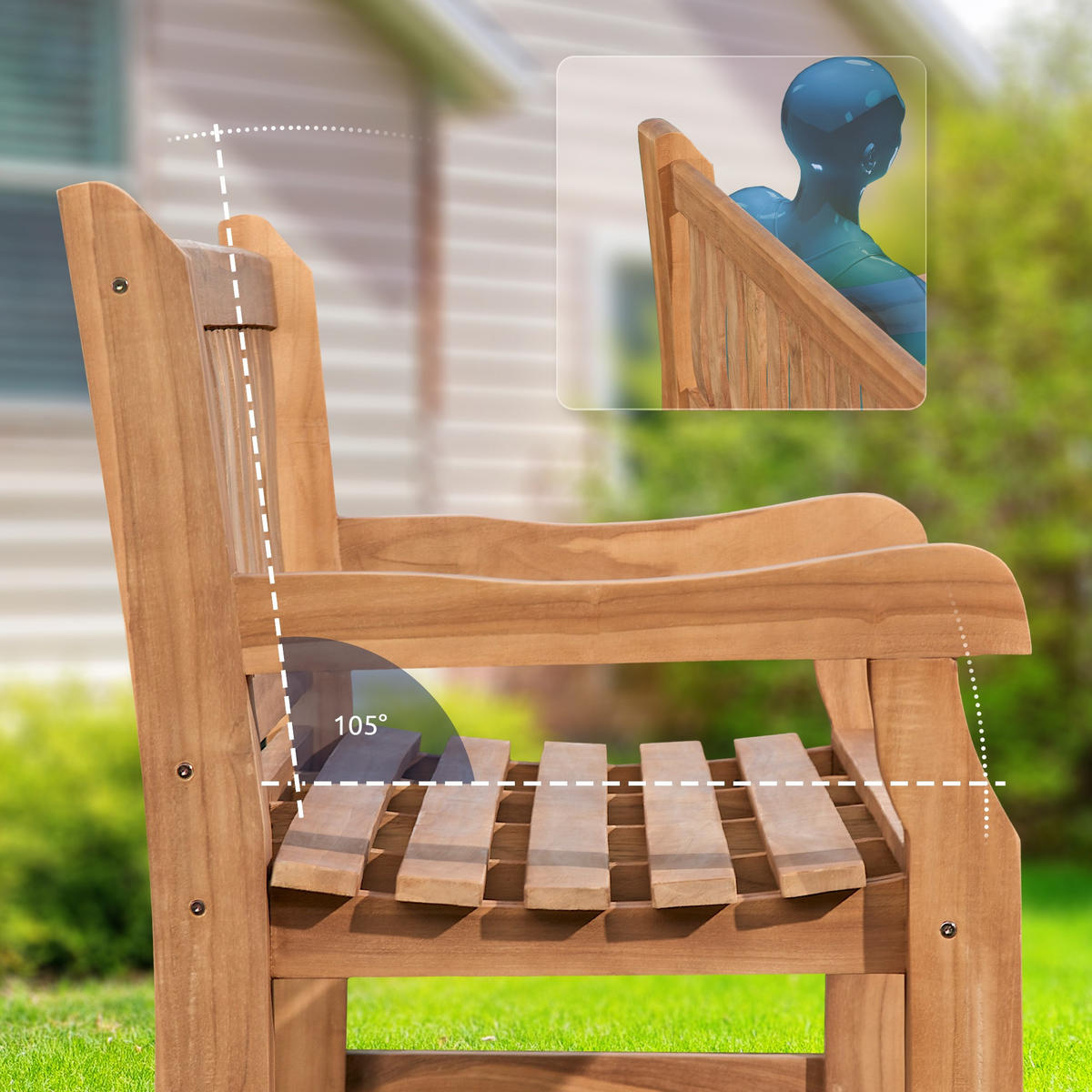 GARTENBANK Teakbank Degad Holz Teak Holzbank 150cm - Teakfarben, Holz (150/93/61cm) - DELUKE