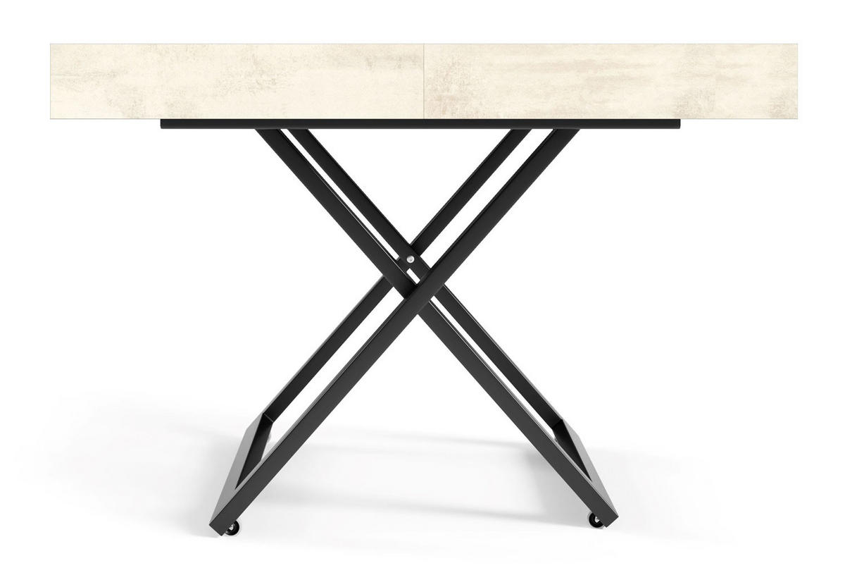 COUCH-/ESSTISCH Sanna U Chromix weiß 120 - 200 / 80 / 27 - 80cm - Ecru/Schwarz, Holz/Holzwerkstoff (80/120/27cm) - Feldmann-Wohnen