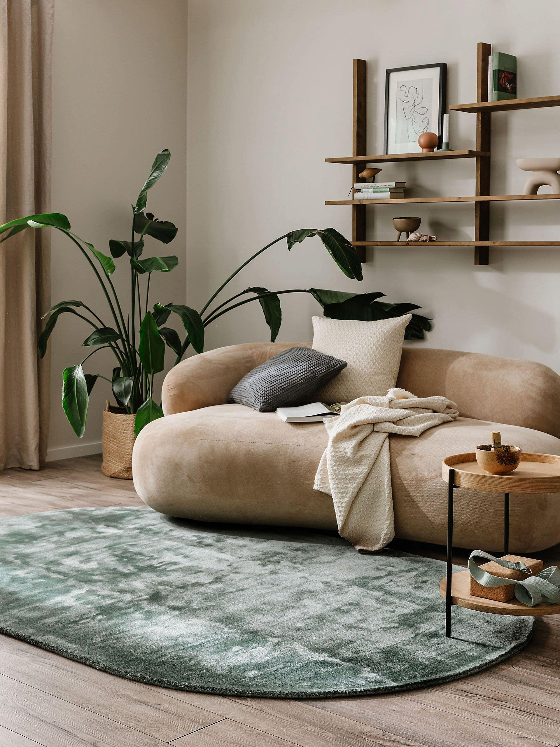 VISKOSETEPPICH OVAL Nela Hellgrün 150x230 cm - Hellgrün, Textil (150/230cm) - benuta Pure