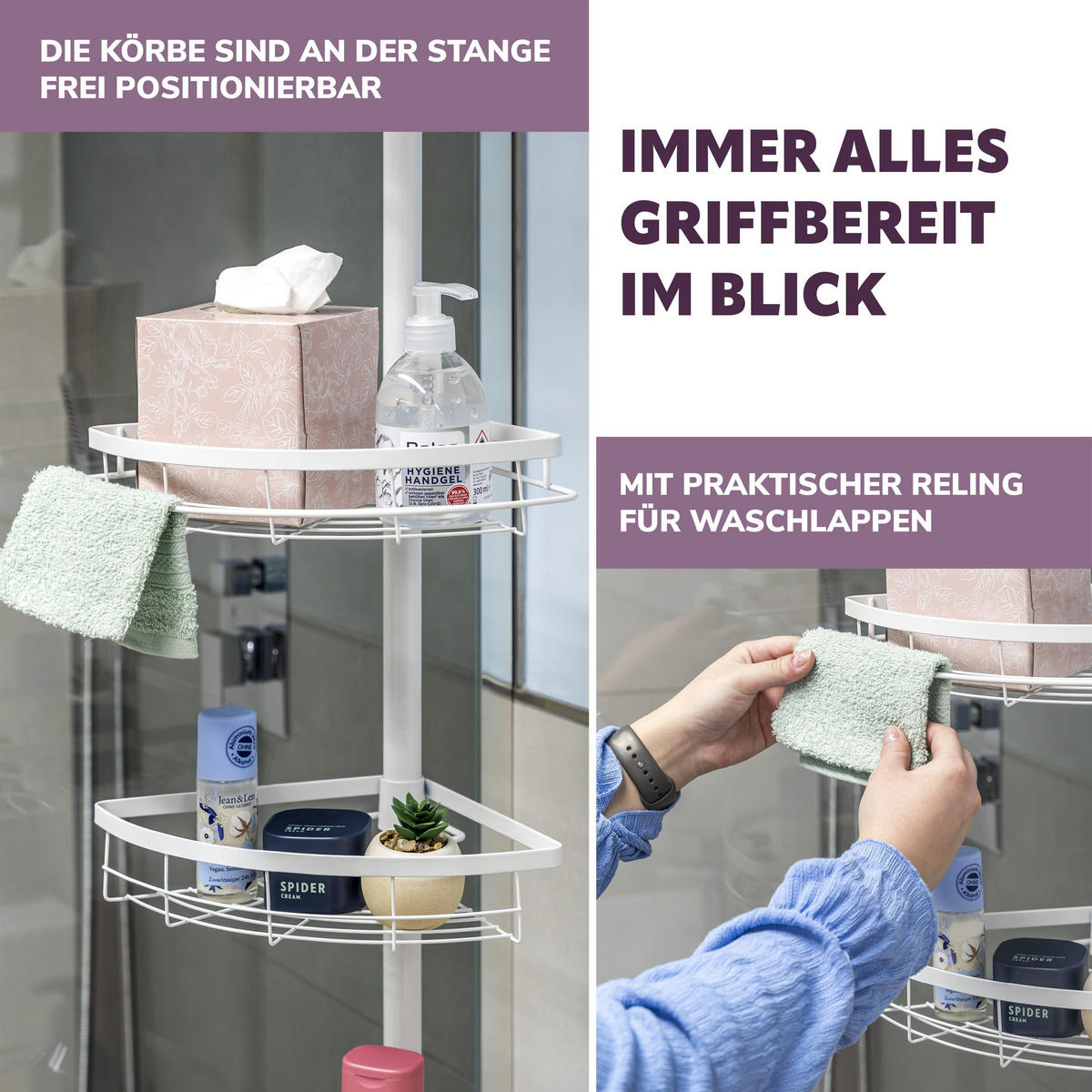 TELESKOP-ECKREGAL, weiß, Metall - Weiß, Metall (22.5/290/22.5cm) - bremermann