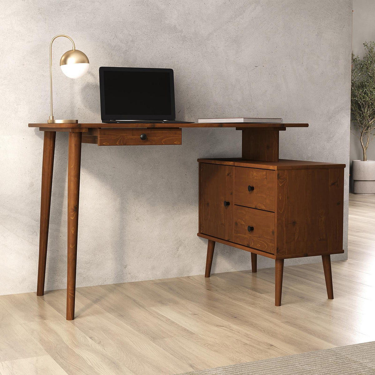 SCHREIBTISCH ANGOLO Kastanie - Kastanienfarben, Holz (54/155/75cm) - IDIMEX
