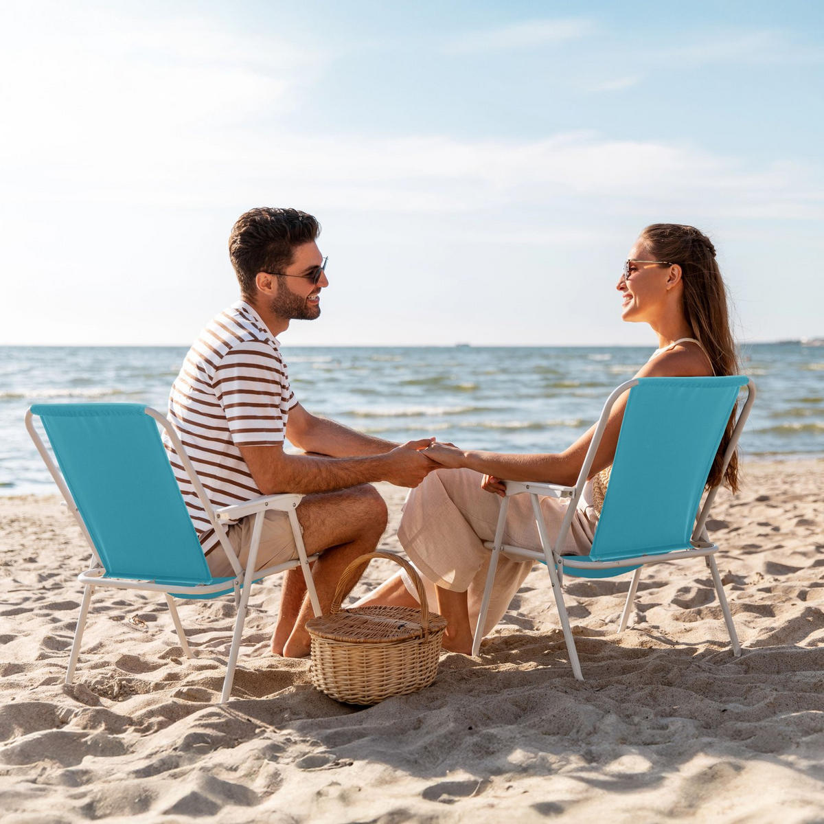 CAMPINGSESSEL bis 100 kg - Hellblau, Textil/Metall (46/73/48cm) - Outtec