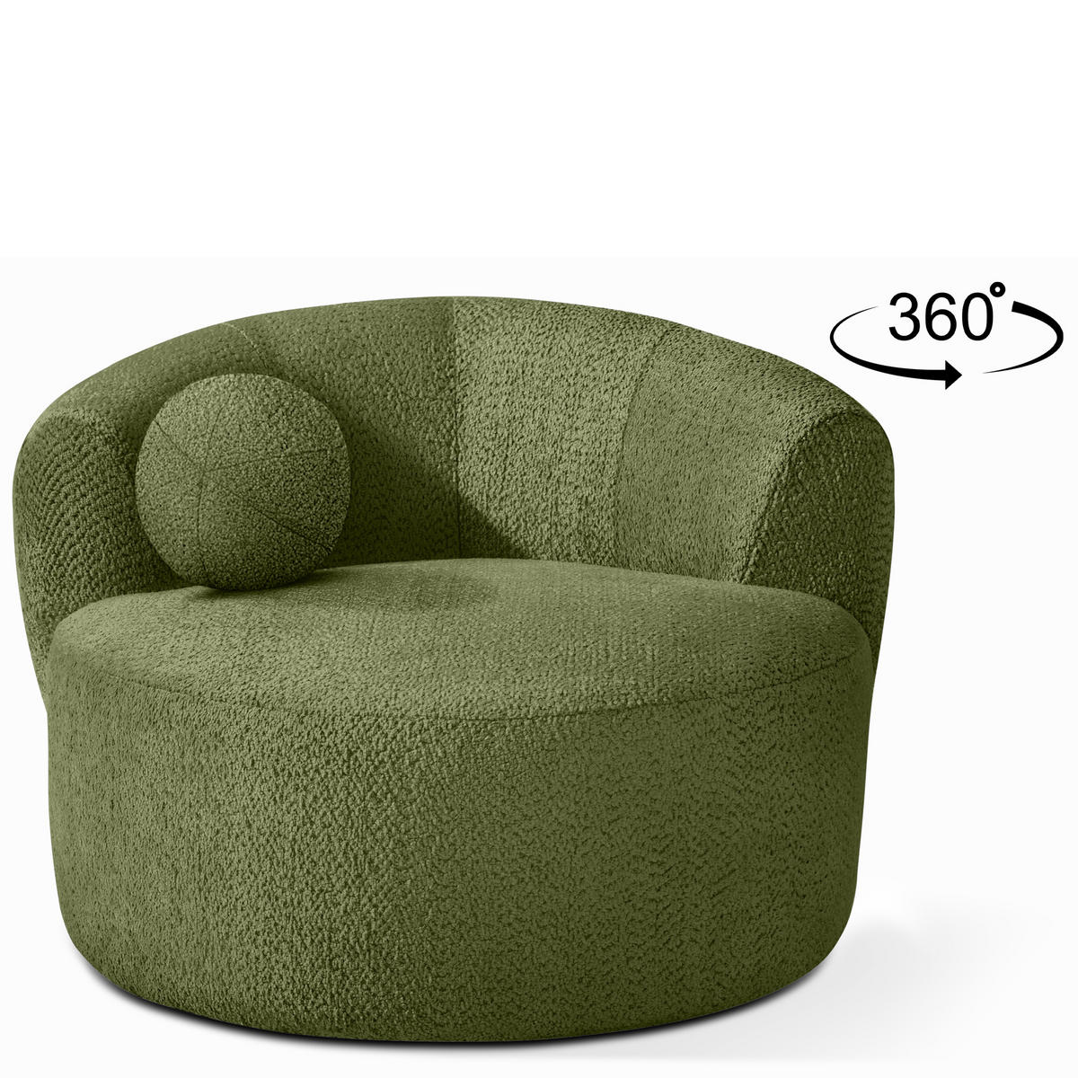 DREHSESSEL VIRA, Oliv, Chenille - Schwarz/Olivgrün, Holz/Holzwerkstoff (105/76/100cm) - KONSIMO®