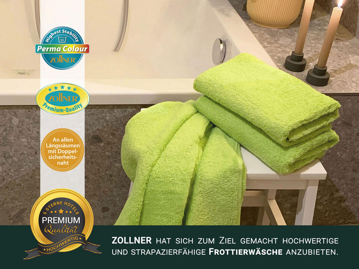 DUSCHTÜCHER, 3er-Set, 70x140 cm, 100% Baumwolle, Grün - Hellgrün, Textil (70/140cm) - Zollner