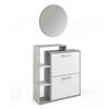 SCHUHKIPPER Orlando Beton 2 Teile, mit Spiegel - Weiß/Grau, Holzwerkstoff (80/90/25cm) - Vicco