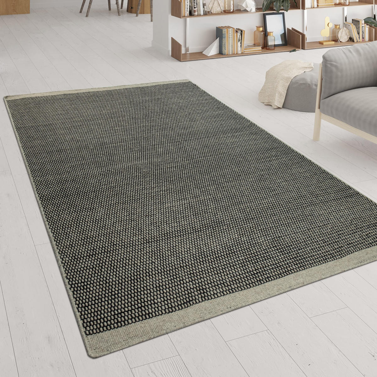 TEPPICH Kurzflor Webmuster meliert Wohnzimmer schmutzabweisend Grau Rechteckig 160x230 - Grau, Textil (160/230cm) - KADIMA DESIGN