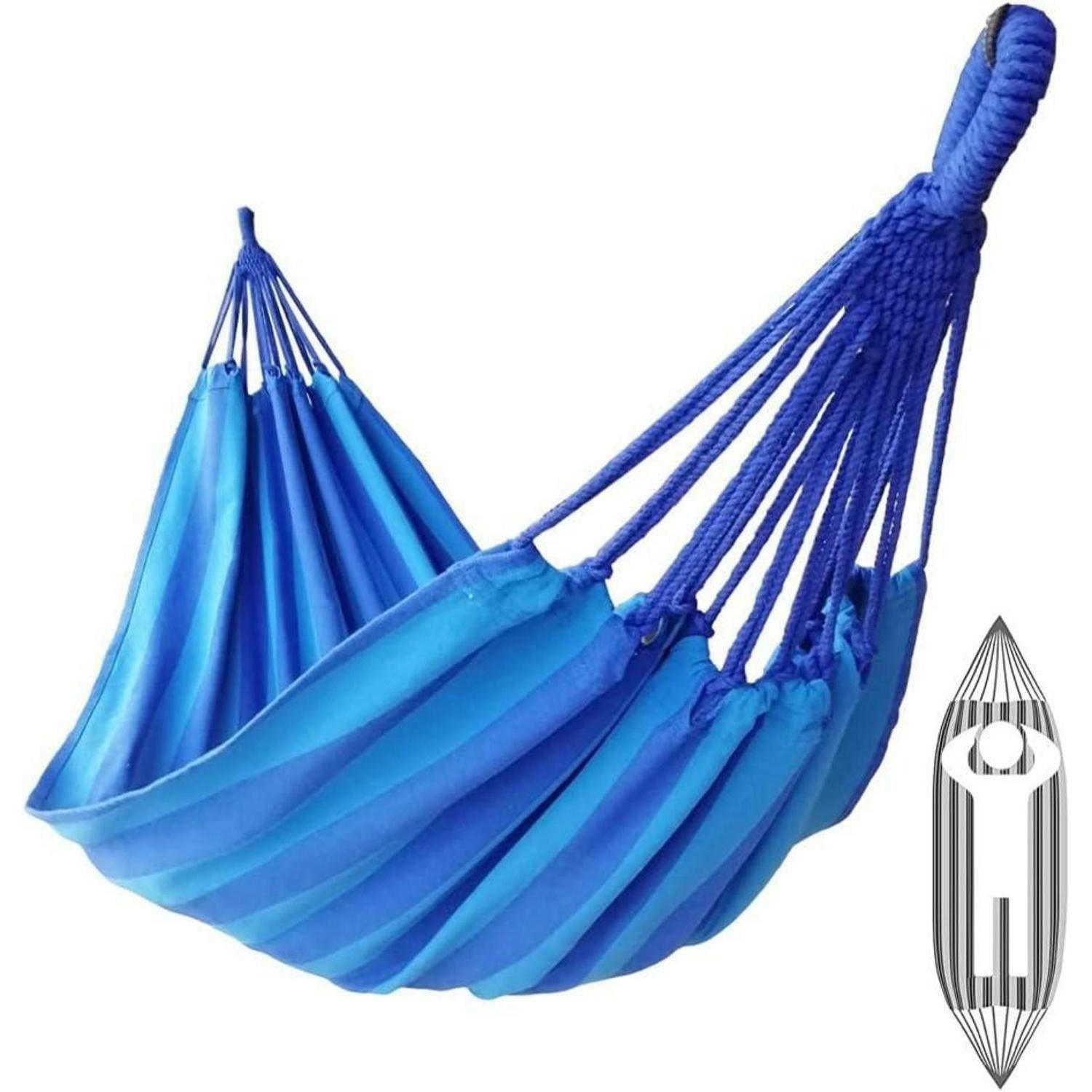 HÄNGEMATTE Baumwolle 200 x 100 cm Pfauenblau - Blau, Textil (100/2.5/310cm)