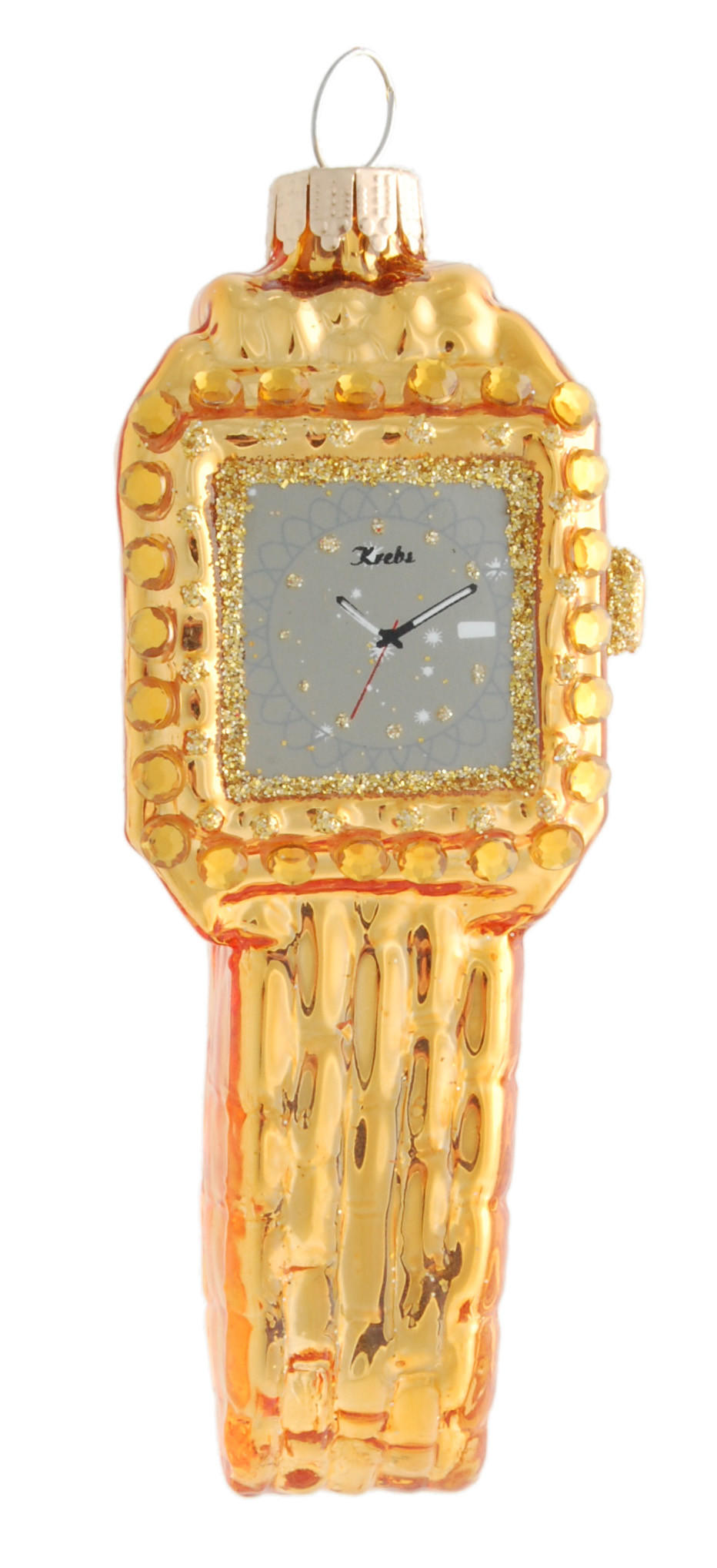 Krebs Glas Lauscha Christbaumschmuck Gold 4x10x2 cm