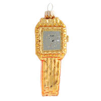 CHRISTBAUMSCHMUCK Damenuhr Goldfarbig 11cm (Glas / 1 Stk.) - Goldfarben, Glas (4/10/2cm) - Krebs Glas Lauscha