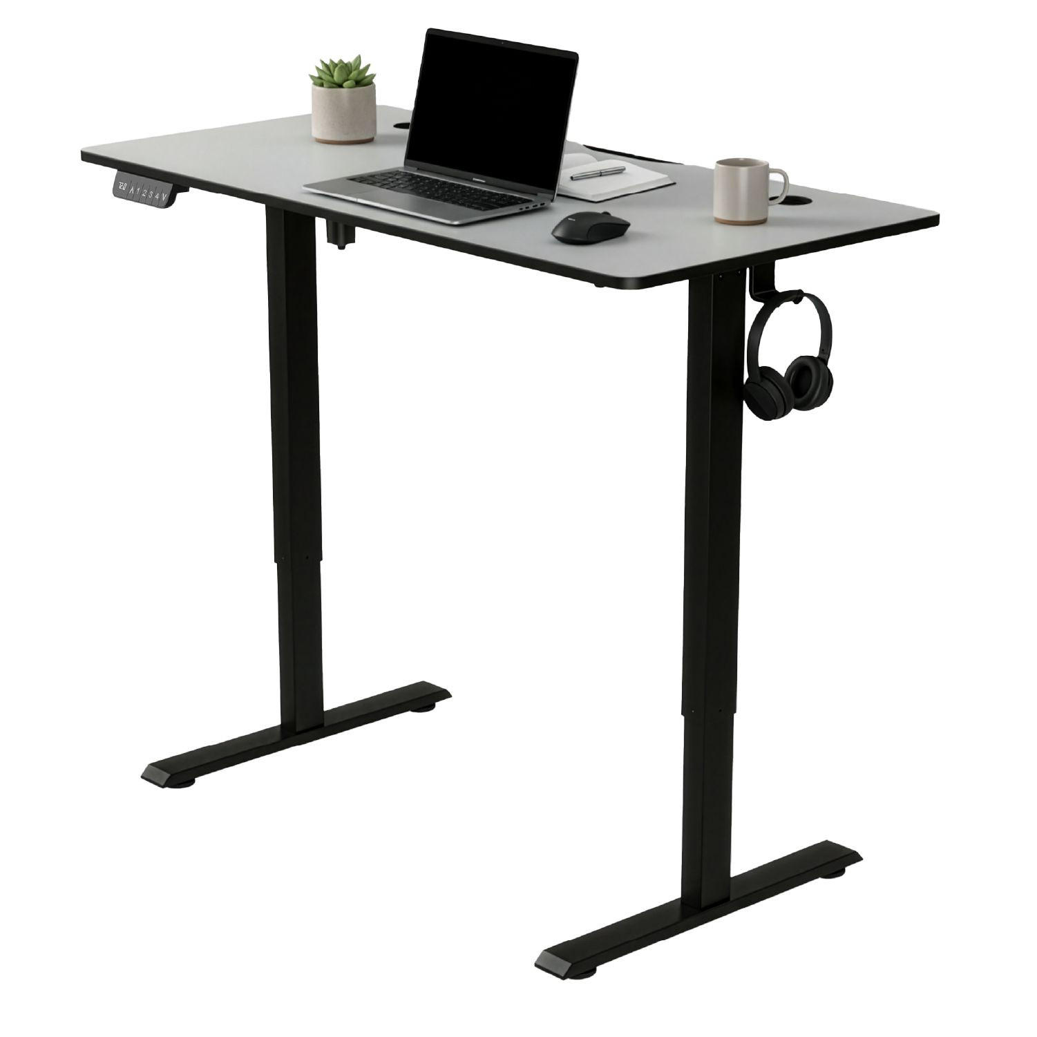 SCHREIBTISCH Office Stand schwarz 120x60 cm höhenverstellbar - Schwarz, Holz (60/120/117cm) - Juskys