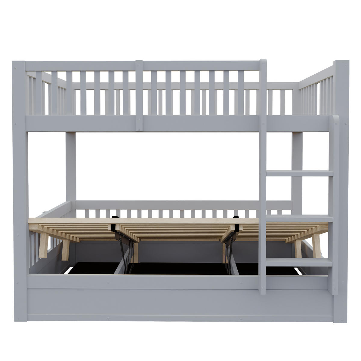 KINDER-ETAGENBETT 140*200 aus Massivholz mit Stauraum, Grau - Grau, Holz (140/200cm) - FLIEKS