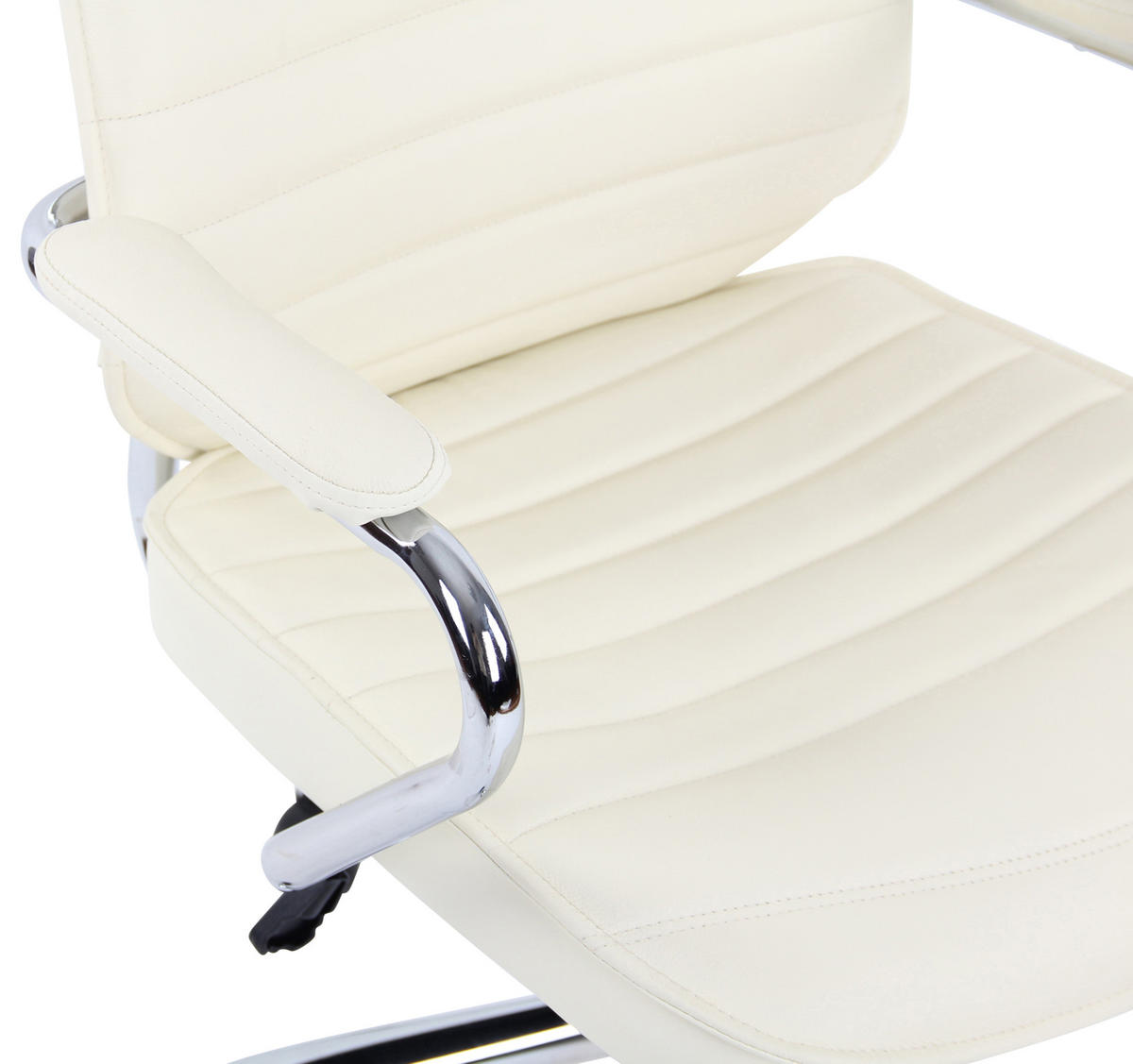 CHEFSESSEL Echtleder Creme - Chromfarben/Creme, Leder/Metall (59/117/57cm) - CLP