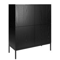 KOMMODE Induro Schwarz, Viertürig mit Metal Beine - Schwarz, Holzwerkstoff/Metall (100/120/41cm) - Bettso