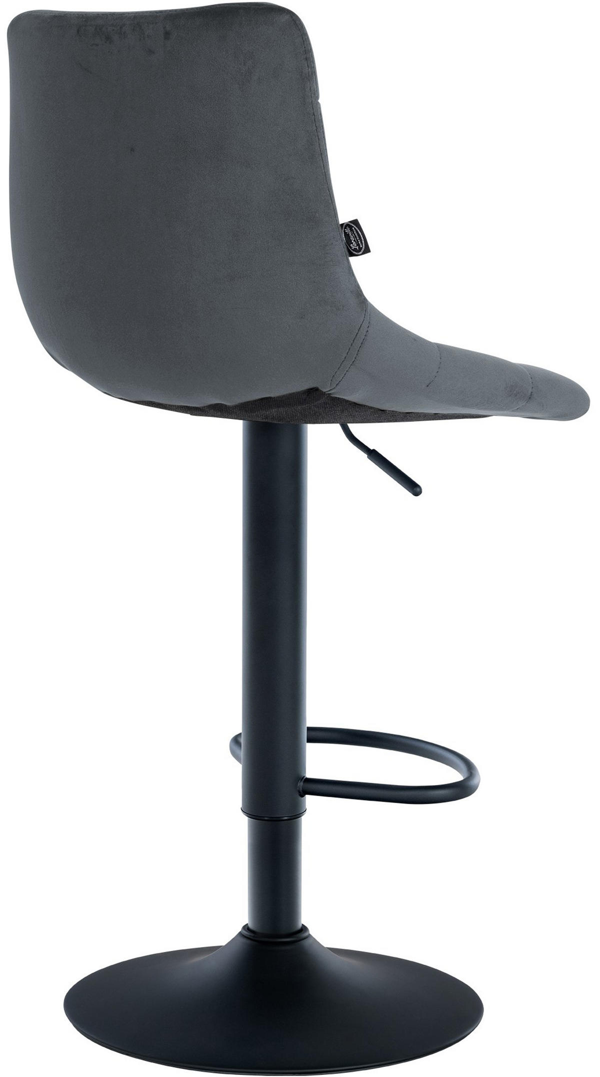 BARHOCKER James Samt schwarz dunkelgrau - Dunkelgrau/Schwarz, Textil/Metall (43/108.5/46.5cm) - TPFLiving