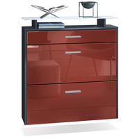 SCHUHSCHRANK Malea Fronten in Bordeaux Hochglanz - Bordeaux, Holzwerkstoff (89/96/23cm) - Vladon