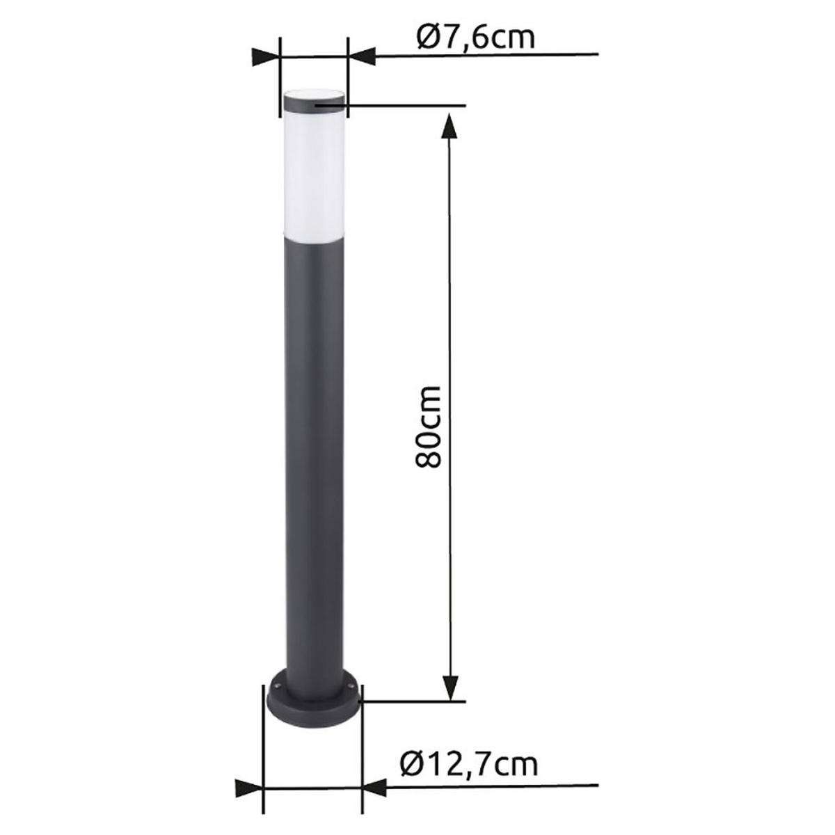 LED AUSSENLEUCHTE Edelstahl Anthrazit 2er Set - Anthrazit, Metall (7.6/11/80cm) - Globo Lighting