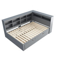 JUGENDBETT 140/200+90/190 mit USB-Steckdose und Ablagefächern in Grau - Grau, Holzwerkstoff (140/200cm) - EVRYAE