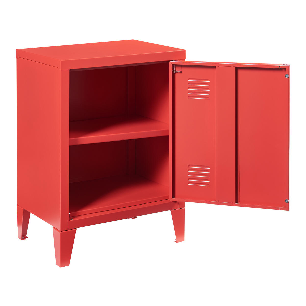 NACHTSCHRANK Inari - Rot, Metall (40/57/30cm) - [en.casa]