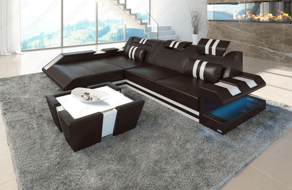 ECKSOFA Apollonia L - Braun, Leder (295/190cm) - Sofa Dreams