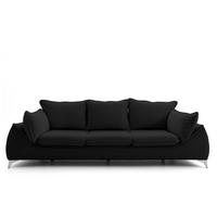 3-SITZER Sofa MELANI 252 cm Velours Schwarz - Chromfarben/Schwarz, Holz/Textil (252/90/88cm) - Muffo