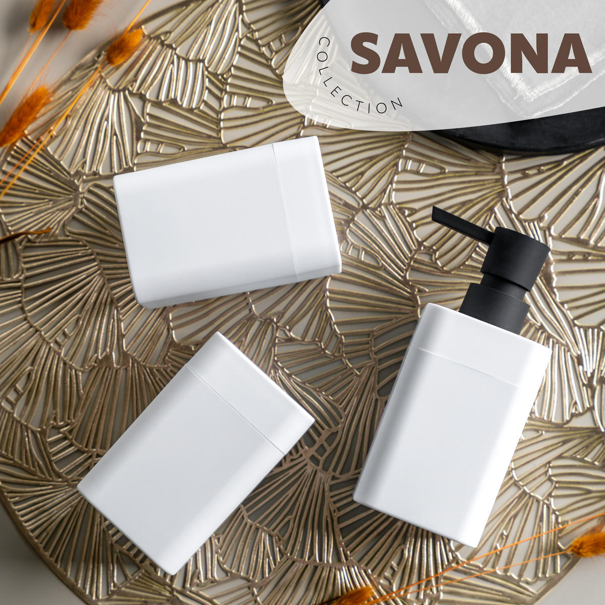 BADEZIMMER-SET SAVONA, Soft-Touch, weiß, eckig - Weiß, Kunststoff (7/16/9cm) - bremermann