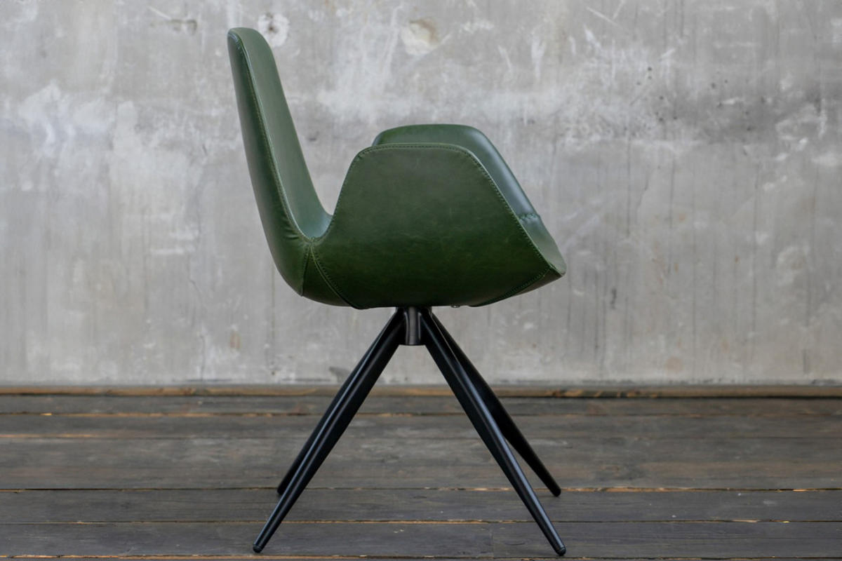 DREHSTUHL QUEN Grün Kunstleder Drehbar (180°) - Grün, Leder (55/82/55cm) - KAWOLA