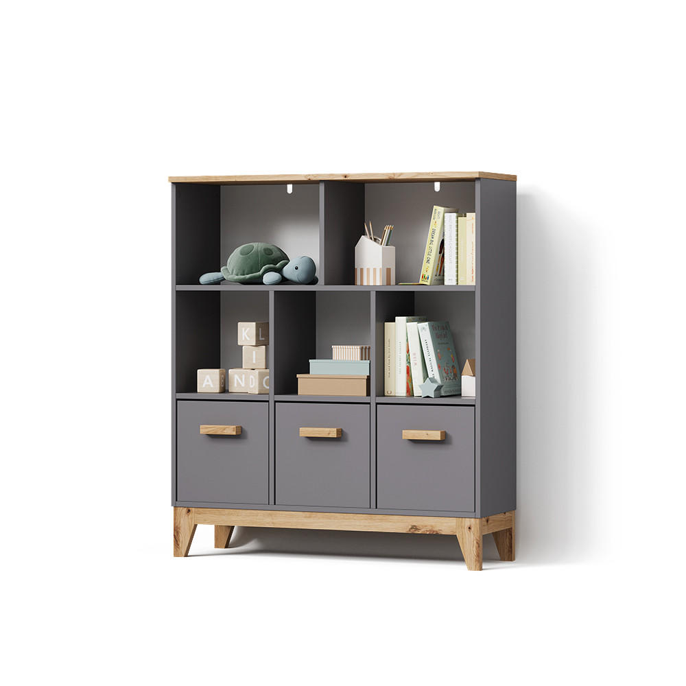 Livinity® Kinderregal Grau, Eiche Artisan 98.4x113.4x32.6 cm