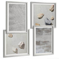 BILDER SET 4er Set - 50x50 cm & 40x60 cm Silberner Rahmen - Moderne minimalistische Texturen - Silberfarben, Kunststoff (50/50cm) - TULUP