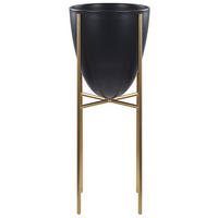 PFLANZENSTÄNDER Metall schwarz/gold 41 cm Lefki - Goldfarben/Schwarz, Metall (41cm) - Beliani