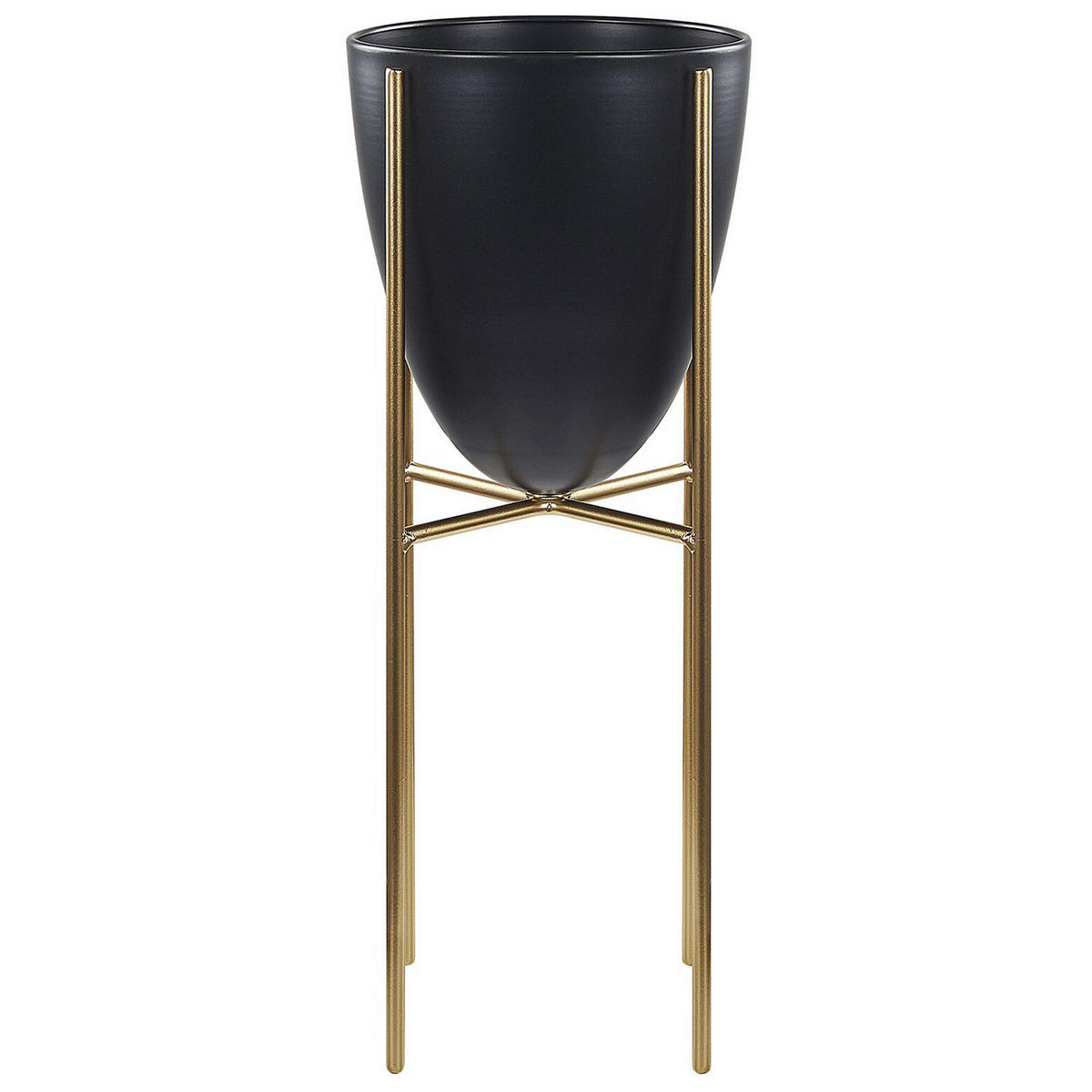 PFLANZENSTÄNDER Metall schwarz/gold 41 cm Lefki - Goldfarben/Schwarz, Metall (41cm) - Beliani