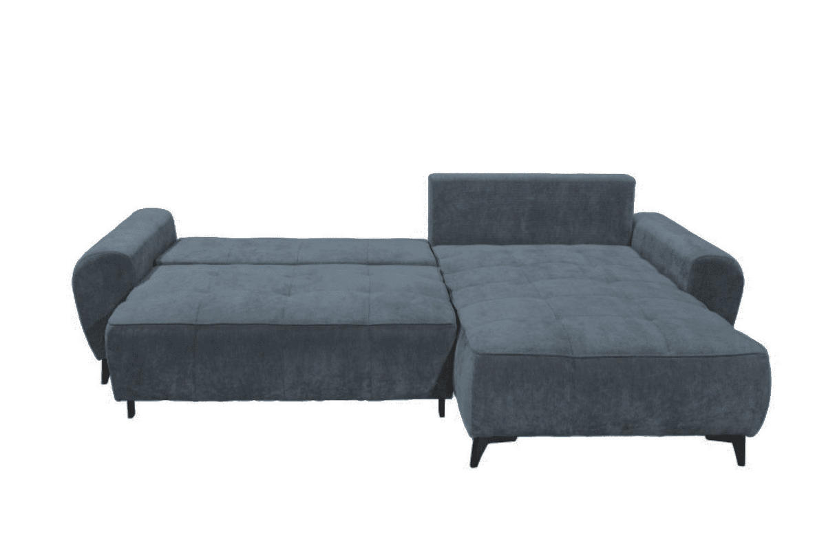 ECKSCHLAFSOFA mit Schlaffunktion und Bettkasten, beidseitig montierbar - Blau/Schwarz, Kunststoff/Textil (284/191cm) - ed exciting design