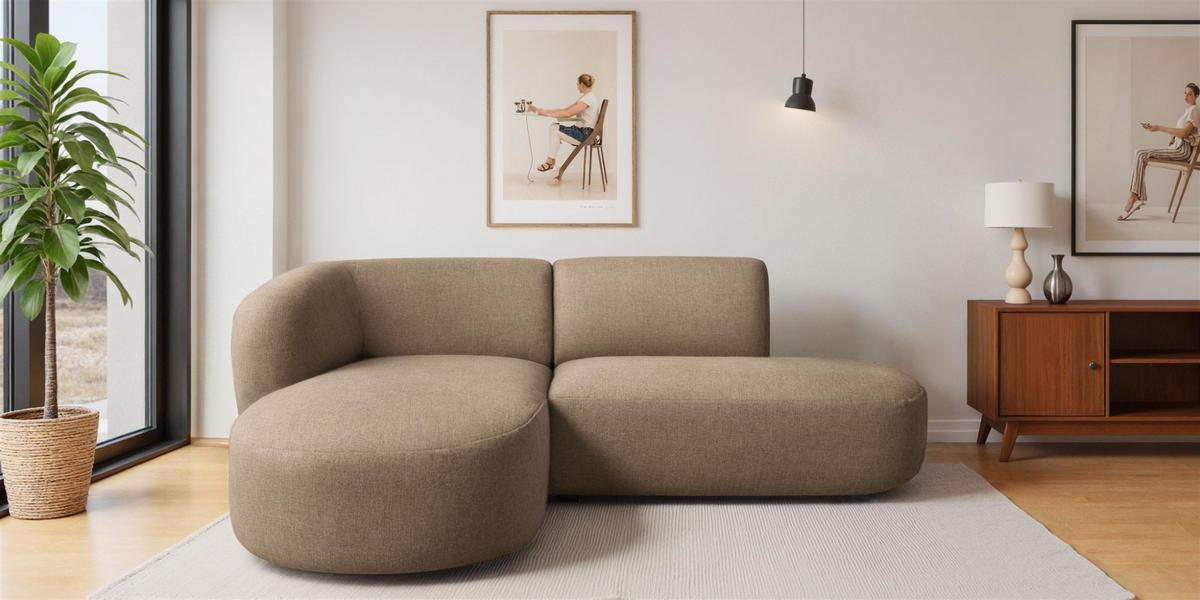 ECKSOFA Babette - Hellbraun, Holzwerkstoff/Textil (188/242cm) - Fun Möbel