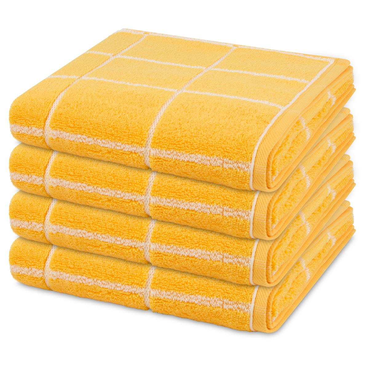 HANDTUCH Sensual Skin Karo 4er-Set - Gelb, Textil (50/100cm) - Ross