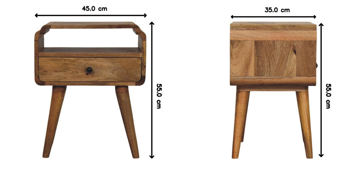 NACHTKASTEN Newton Eichenoptik, 1 Schublade und Offenes Regal, Beige - Beige/Messingfarben, Holz/Metall (45/55/35cm) - Artisan Furniture