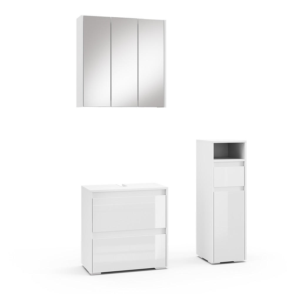 SET MOBILIER BAIE Majest, Alb lucios ridicat, 3 piese