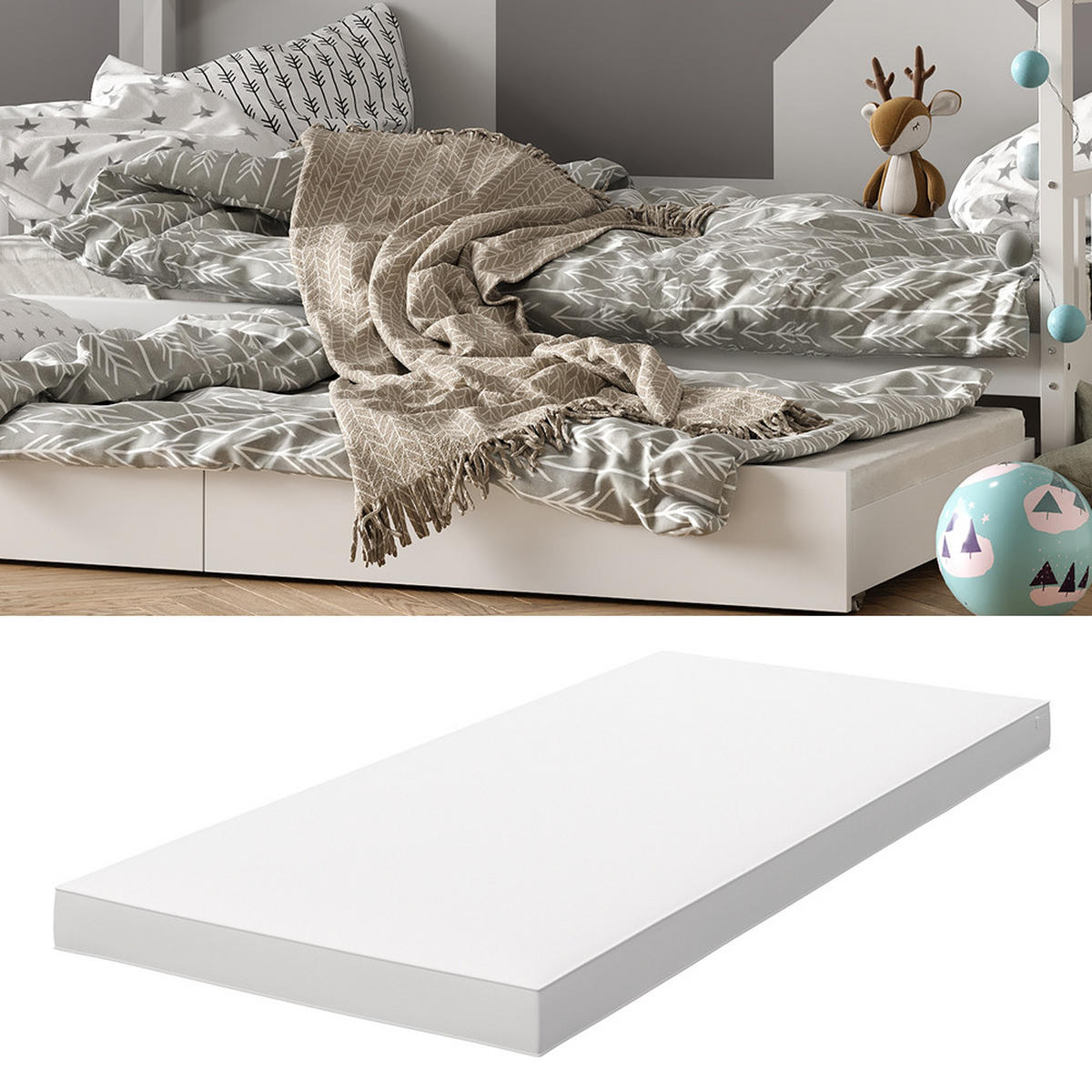 KINDERMATRATZE Weiß 90 x 200 cm - Weiß, Textil (90/200cm) - VitaliSpa