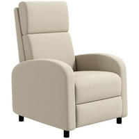 RELAXSESSEL gepolstert Fernsehsessel mit Liegefunktion bis 120 kg Belastbar - Creme/Schwarz, Kunststoff/Textil (64/102/86cm) - HOMCOM