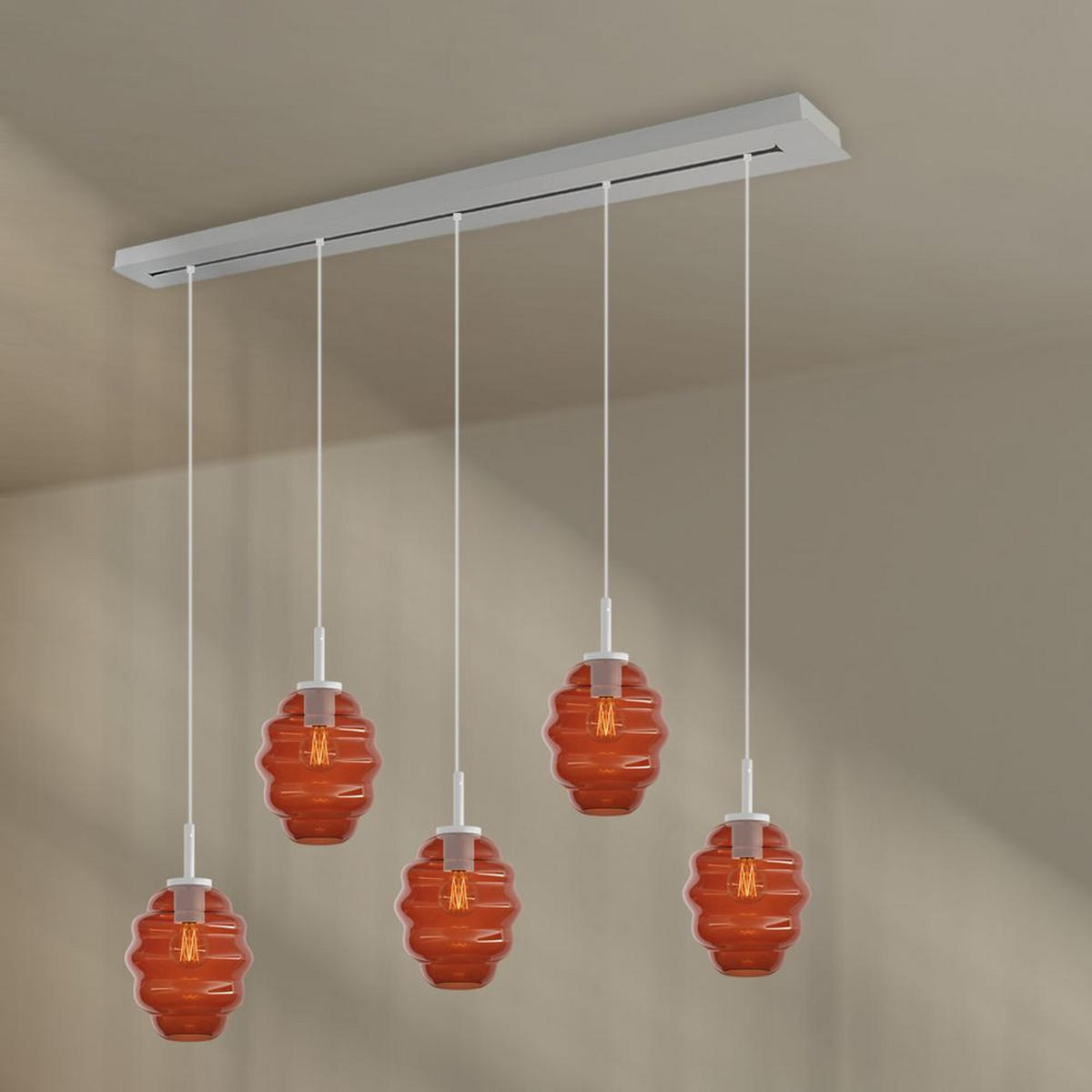 HÄNGELEUCHTE Echos 5-flammig Mehrfarbig Ø 18cm - Multicolor/Weiß, Glas (18/18/20cm) - s.luce