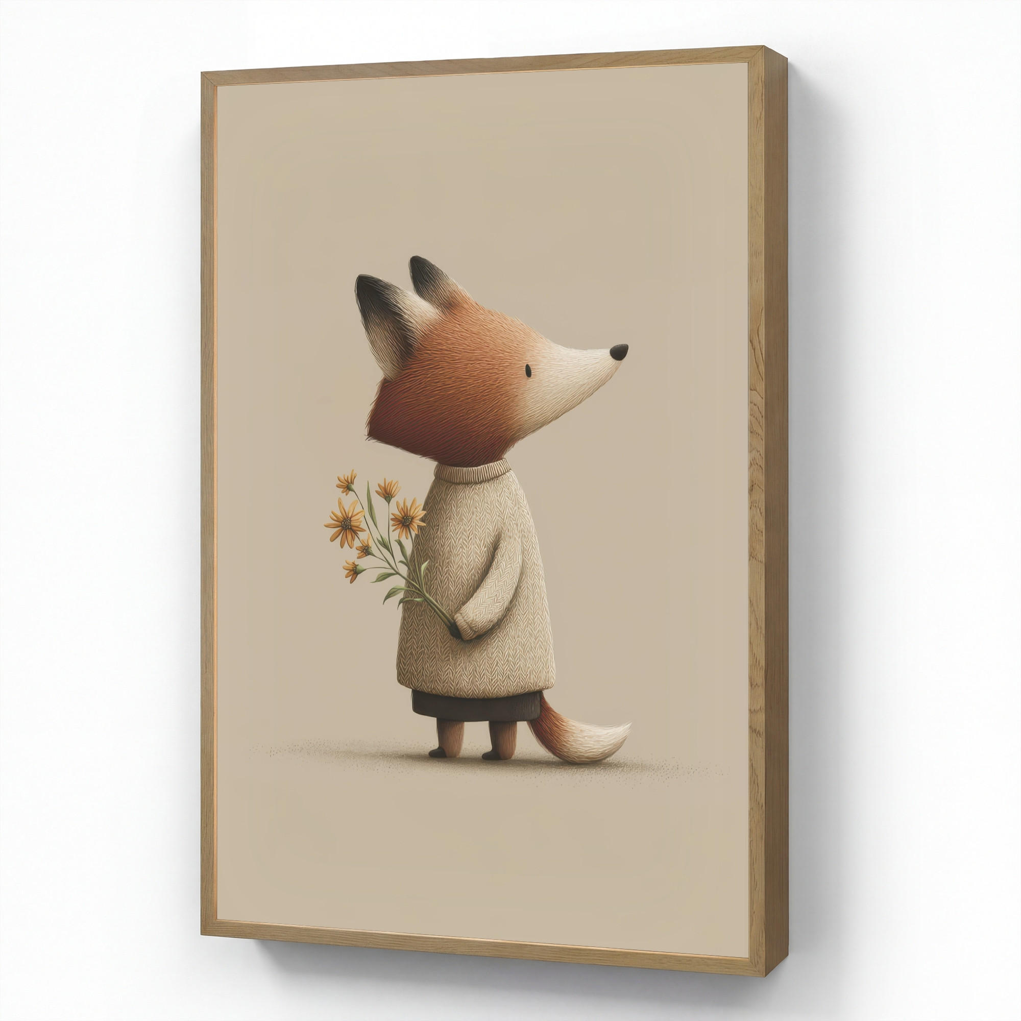 OnlyWow DOBÍJECÍ NOČNÍ LAMPIČKA Liška - Žluté květy - Minimalistický 60x90 cm