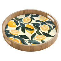 TABLETT - Zitronen - Früchte - Blätter - Gelb - Grün - Beige - 40x40 cm - Gelb, Holz (40/5/5cm) - OnlyWow