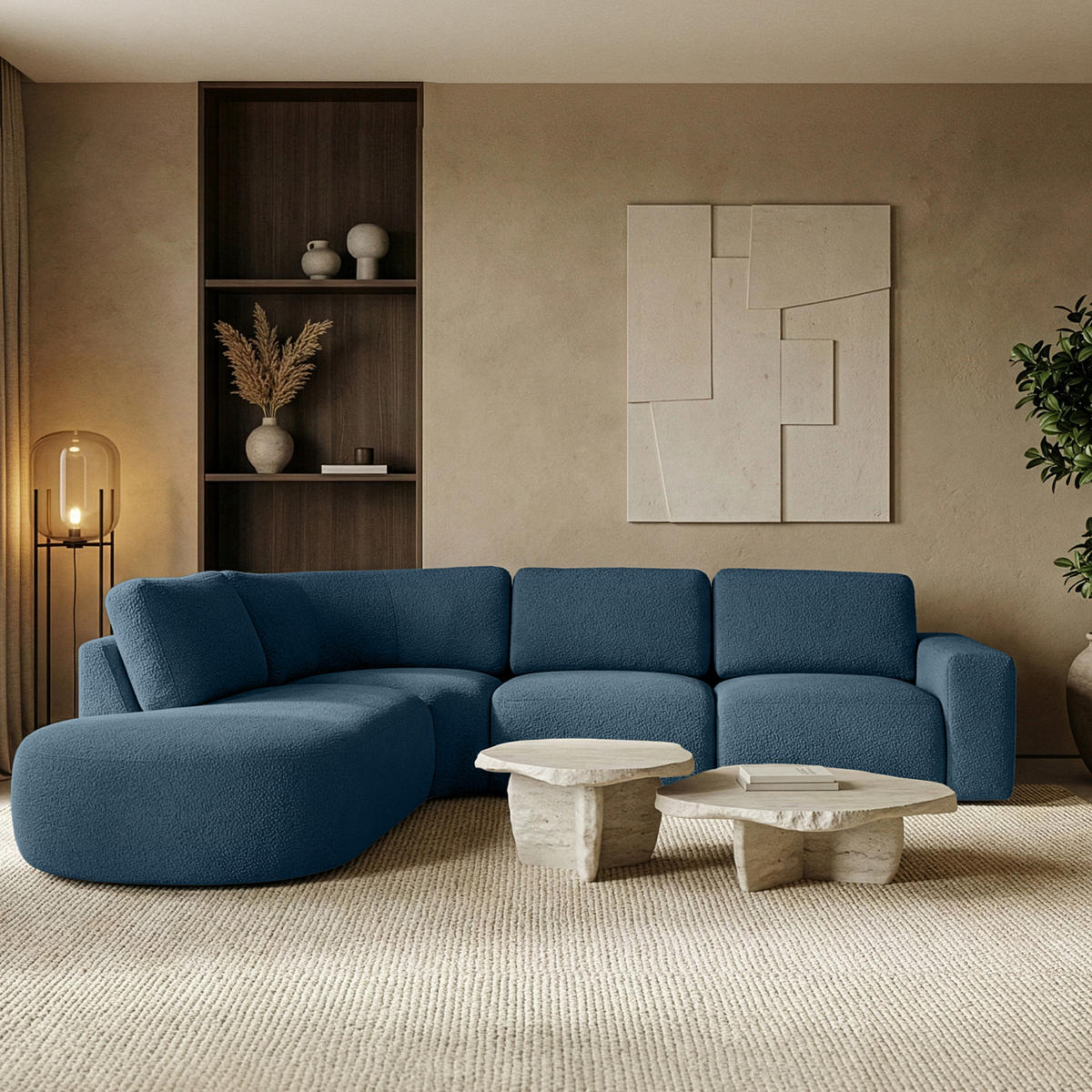 ECKSOFA LINKS ZUCCO, Dunkelblau - Dunkelblau, Holz/Holzwerkstoff (304/293cm) - KONSIMO®