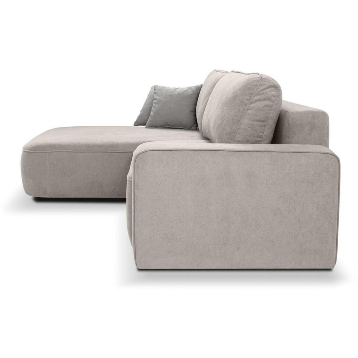 ECKSCHLAFSOFA Torre beige velours links - Beige, Textil (258/171cm) - Beautysofa
